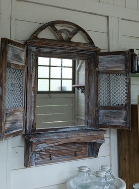 美式田园假窗户复古壁饰装饰墙面装饰做旧风美式乡村壁挂假窗墙饰