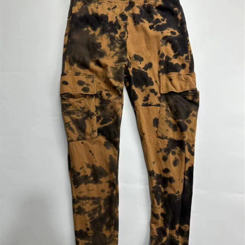 外贸男女士秋冬款加绒保暖扎染多兜工装卫裤运动休闲小脚裤束脚裤