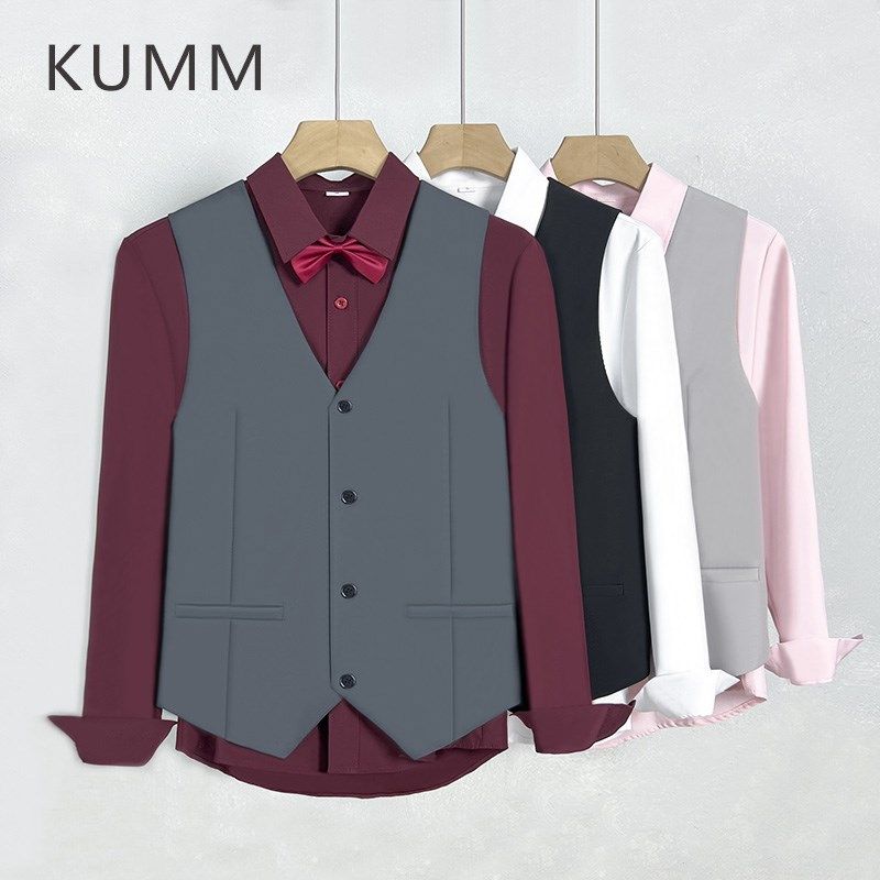 黑色马甲酒红衬衫两件套装男新郎结婚订婚礼服背心西服马夹男衬衣,男装,常规马甲,淘宝优惠券,粉丝福利购,淘宝优惠卷