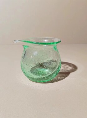 日式水晶球粉色绿色琉璃公道杯耐热D玻璃分茶杯盖碗手工气泡茶具