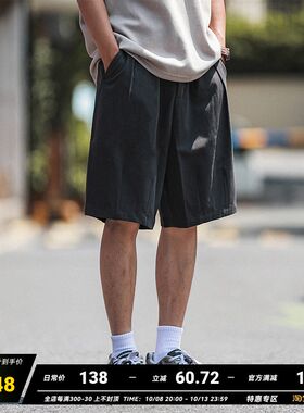 嘿马七作现货日系复古夏季直筒短裤外穿男生运动休闲五分中裤潮牌