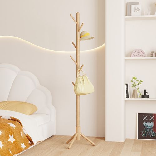 直销实木衣架落地挂衣架加粗衣帽架家用卧室简易立杆式室内挂衣服