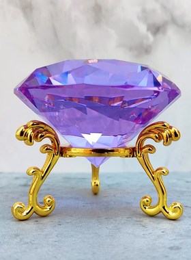 纯手工创意粉色水晶玻璃钻支架摆件客厅柜台桌面装饰拍摄道具送礼