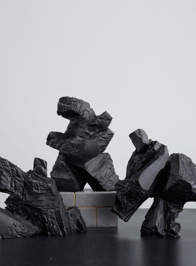 现代新中式样板房黑色抽象太极人物雕塑摆件客厅橱窗W软装家居摆