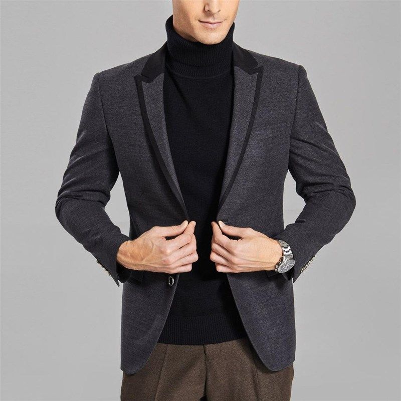 杉家2024秋冬季男士西服深灰色英伦风翻领长袖休闲西装外套6011,男装,休闲西服,淘宝优惠券,粉丝福利购,淘宝优惠卷
