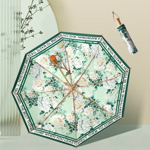 钛银三折复古遮阳伞防晒防折w叠晴雨伞便携轻太阳伞防晒伞雨伞定