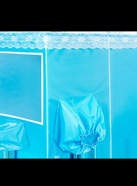 冬天保暖防风保温蚊帐加厚型帐篷移B动空调蚊帐蓝色宿舍双开门15m