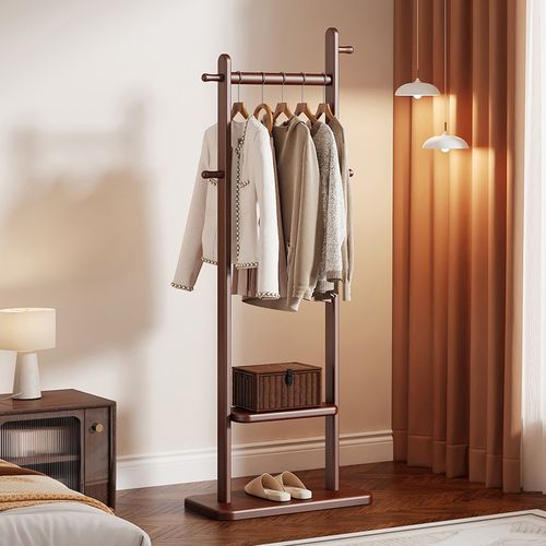 实木落地挂衣架卧室衣帽架家用办公室不占空间房间衣服木质置物架