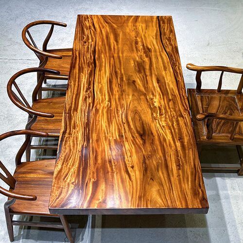 胡桃木大板桌实木办公桌茶台画案餐桌茶桌原木简约桌椅组合212906
