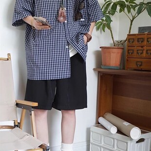 阔腿五分裤 男女宽松纯色短西裤 轻薄垂感舒适宽松休闲短裤 日系夏季