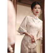 新中式 复古民国风蕾丝连衣裙 少女茶服夏季 旗袍2024新款 改良年轻款