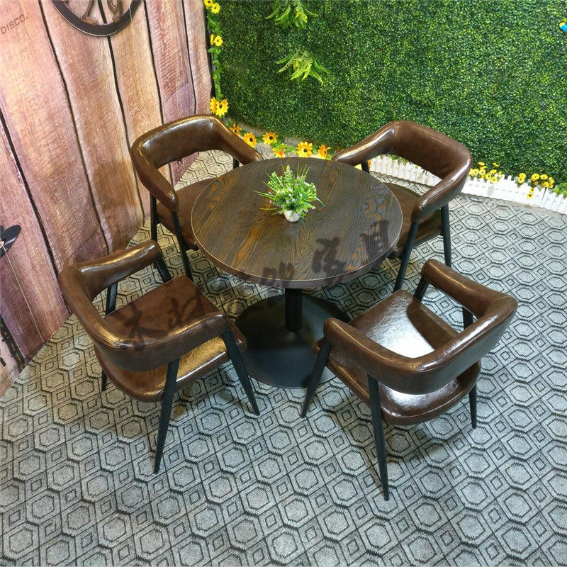 做旧复古奶茶甜品店咖啡西餐厅酒吧椅水吧4人圆桌餐饮店长方餐桌,住宅家具,板木餐桌,淘宝优惠券,粉丝福利购,淘宝优惠卷