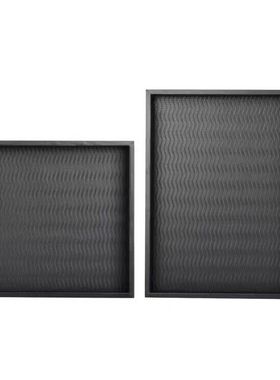 现代简约黑色皮革托盘样板间客厅茶几收纳盘几何置物盘装饰品摆件