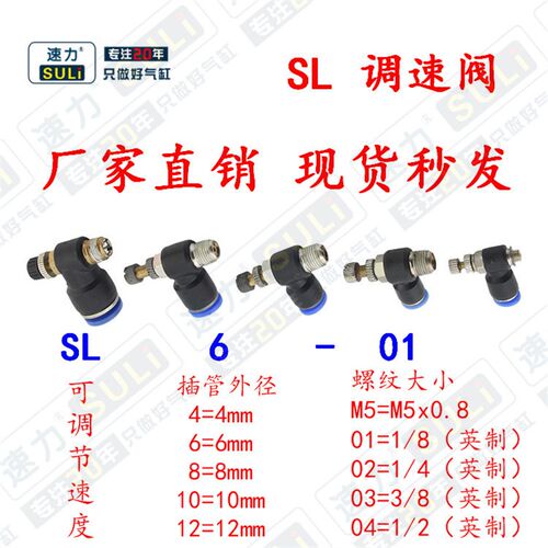 气动SL节流阀 气管快速接头 调速阀SL8-02 SL4-M5 SL6-01 SL10-03
