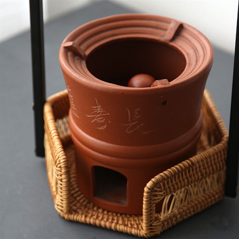 凉炉台凉炉架铁制藤编 日式干泡功夫竹茶具配件茶道摆件花器