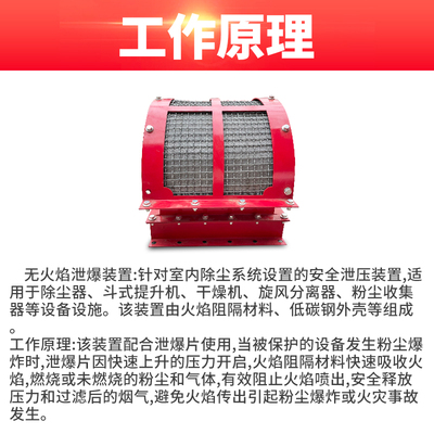 无火焰泄爆装置粉尘管道隔爆阀除尘器无焰泄放片泄压防爆器泄爆阀