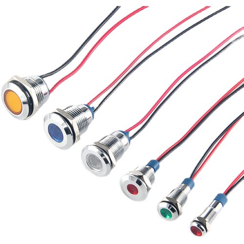 led金属指示灯防水6/8/10/12/14mm电源信号灯3/6/12/24/220v 带线