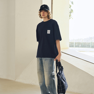 NPNG仿牛仔衬衫简约短袖T恤宽松显瘦休闲上衣夏秋新款男装