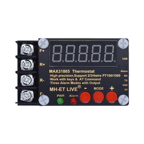 MAX31865 PT100 PT1000 2线/3线/4线 串口输出AT指令高精度温控器