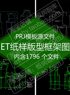 ET打版纸样PRJ源文件版型结构图框架图套版改版模板服装制版原型