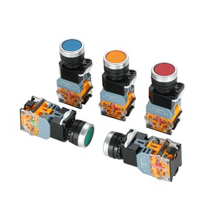 LA38-11d带灯按钮开关自锁式复位点动平钮12/24V启动停止电源开关