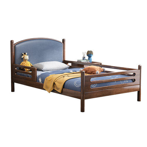 新中式儿童实木床单人床男孩小学生护栏现代简约小户型胡桃木家具