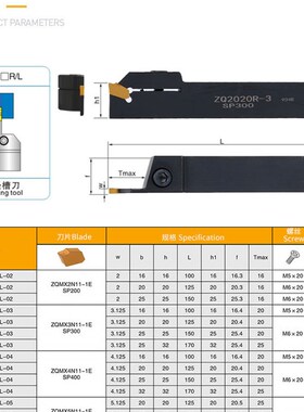 数控切刀刀杆上ZQ单头刀片的刀杆ZQ1616R-03 2020-04 2525-05-06