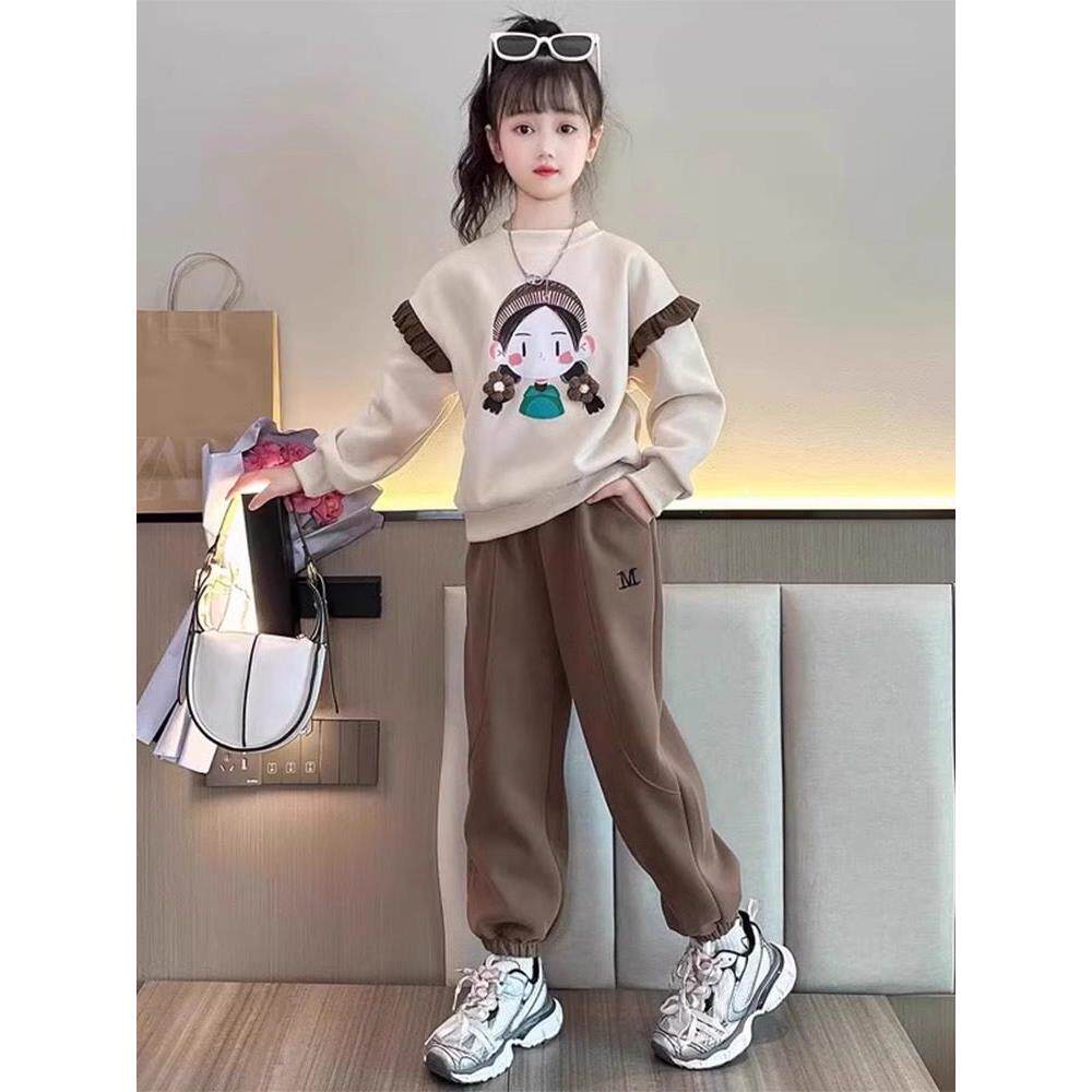 韩国女童卫衣套装秋装2025新款儿童休闲运动女孩大童春秋款两件套