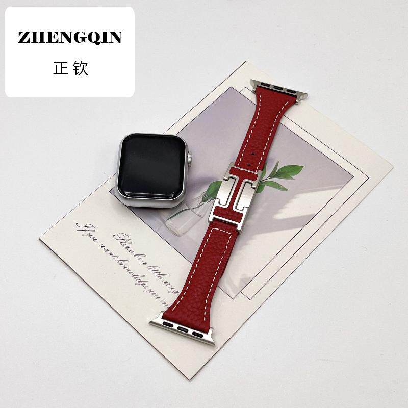 红色小蛮腰适用Apple Watch10代苹果真皮表带iwatch987小米9/8pro