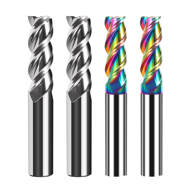 55度铝用铣刀3刃高光七彩钨钢硬质合金立铣刀加长平底刀CNC数控刀