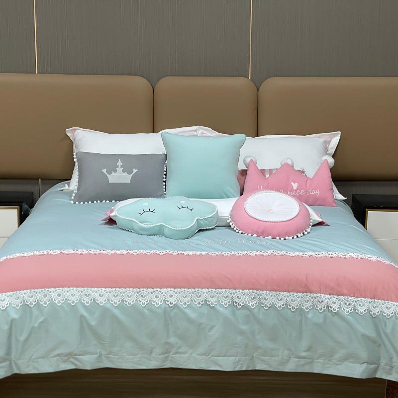 现代家具展厅公主风软装床品多件套样板房间女孩房床上用品套件