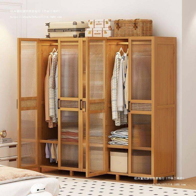 衣柜家用卧室出租房用简易组装经济型楠竹儿童小户型收纳柜子衣橱