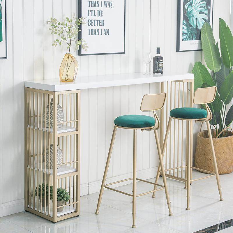 北欧简约实木吧台桌奶茶店铁艺吧台桌子家用靠墙长条吧台桌椅