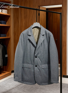 lp秋冬新款老钱风西服领单排扣白鹅绒羽绒服夹克商务休闲男士外套