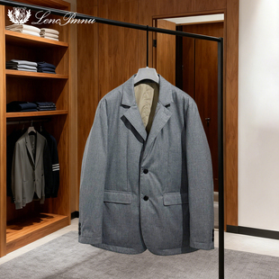 lp秋冬新款老钱风西服领单排扣白鹅绒羽绒服夹克商务休闲男士外套