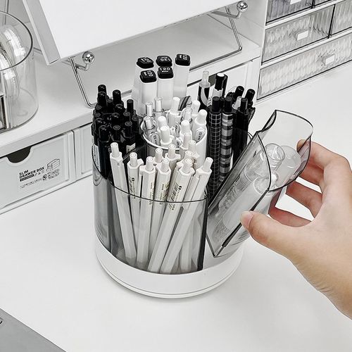 旋转笔筒收纳盒桌面轻奢高级感化妆刷收纳桶办公室学生桌面置物架