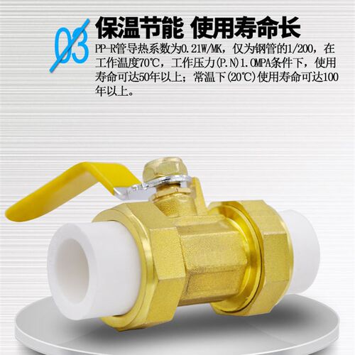 PPR双活接铜球阀活接球阀截止阀阀门20 4分25 6分PPR水管管件配件