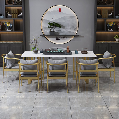 轻奢新中式茶桌现代茶桌椅组合岩板茶桌办公洽谈茶台家用泡茶桌子