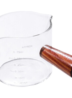 意式浓缩液咖啡杯玻璃带刻度盎司量杯shot杯搅拌萃取杯子器具木柄