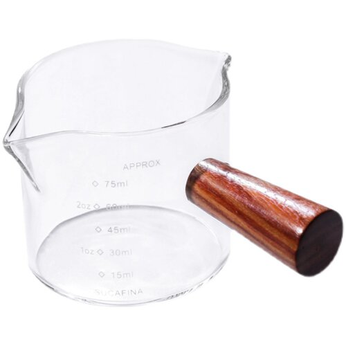 意式浓缩液咖啡杯玻璃带刻度盎司量杯shot杯搅拌萃取杯子器具木柄