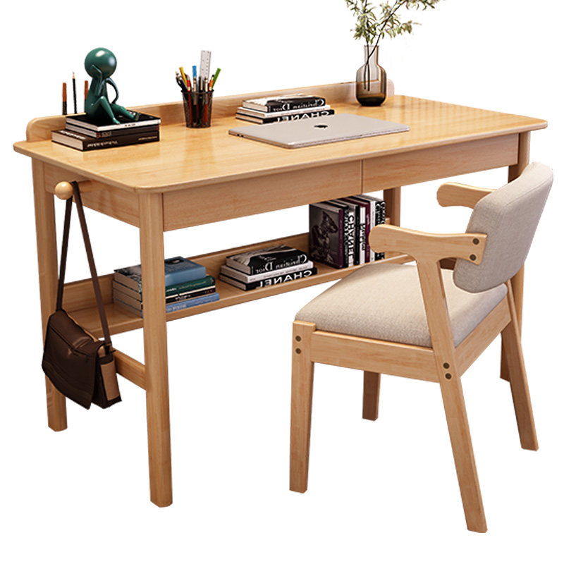 实木书桌家用卧室学生电脑桌现代桌子原木简约初中生小户型学习桌