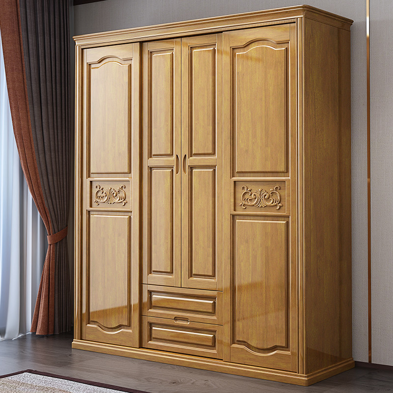 全实木衣柜现代简约推拉门式家具卧室柜子小户型大衣橱新中式家具