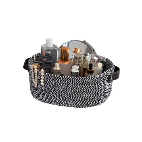 ins风环保棉绳桌面杂物钥匙收纳筐遥控器可水洗口红化妆品收纳盒