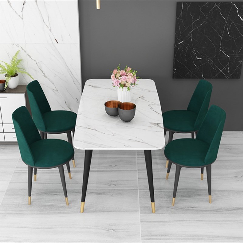 北欧风大理石餐桌 铁艺轻奢长方形吃饭桌子 餐厅桌子简约家用餐桌