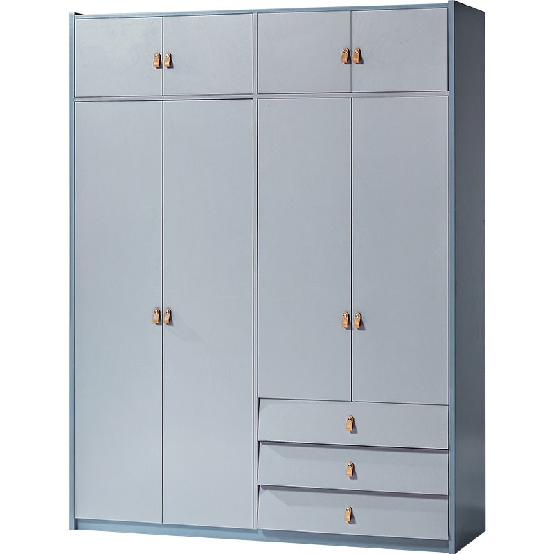 林氏木业北欧简约四门衣柜储物家用整体卧室拉门式抽屉大衣橱FT1D