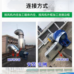 风机降噪消音箱镀锌通风管道消声器方形消音弯头90度风管静压箱