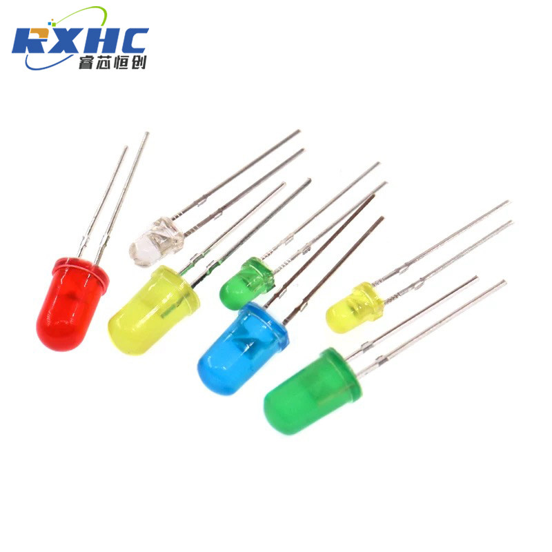 3mm 5mmLED小灯泡LED灯F3F5红绿黄蓝白色直插灯珠元件包指示