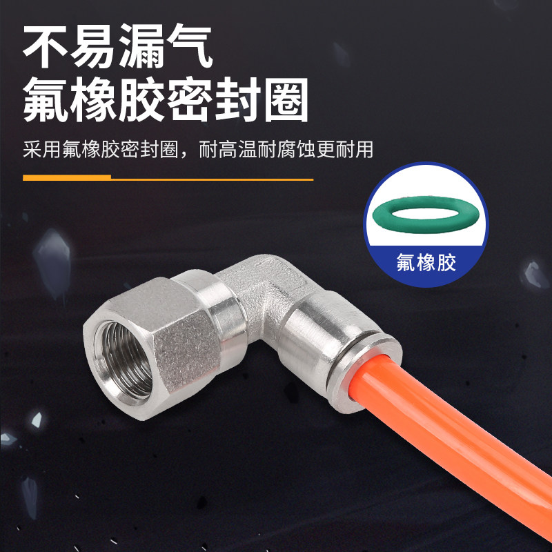90度304不锈钢接头内牙直角PLF8-02内螺快插内丝快速气嘴