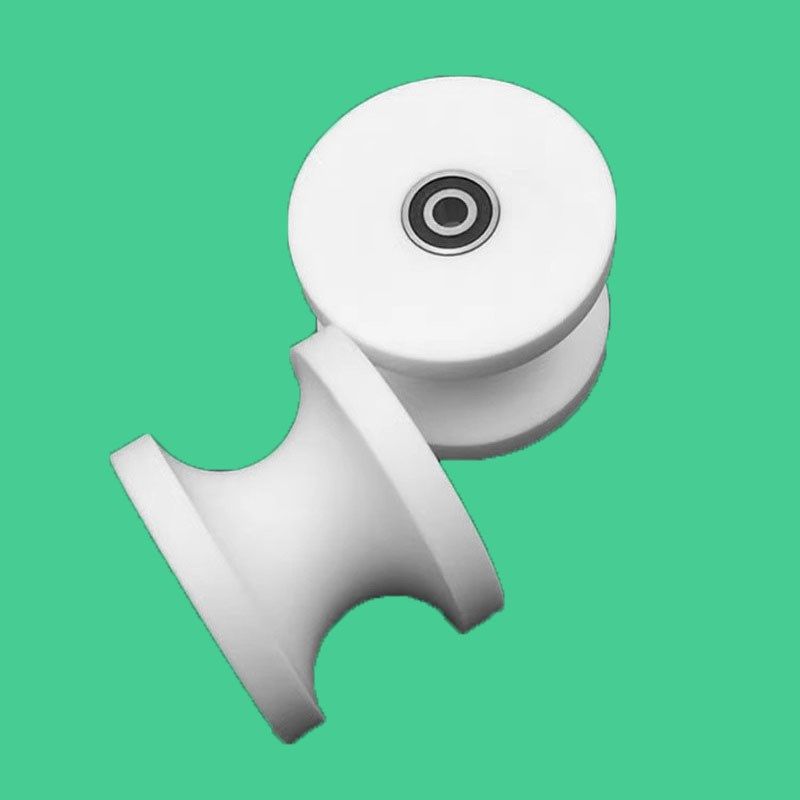 聚四氟乙烯轴承放线滑轮PTEF铁氟龙轨道滚轮圆管导向轮绝缘导轨轮