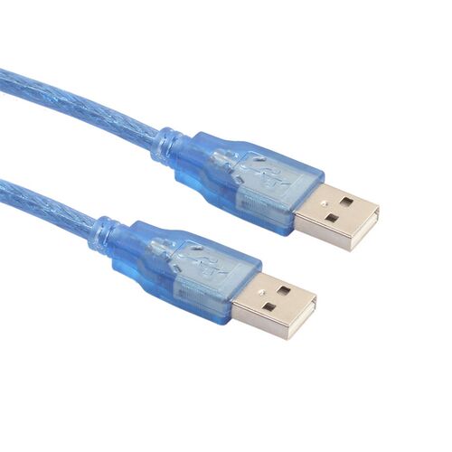 全铜屏蔽透明蓝M/M 2.0 USB A公对A公硬碟数据线供电1.5/3/5/10米
